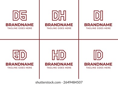 Letters DG GD DH HD DI ID Monogram Logo Set, suitable for any business