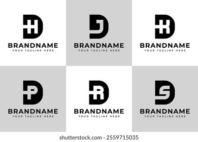 Letters DH DJ DK DP DR DS Monogram Logo Set, for DH HD DJ JD DK KD DP PD DR RD DS SD initials