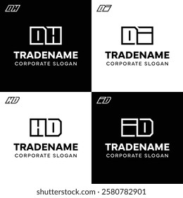 Letters DH HD DI ID Square and Dynamic Logo Set