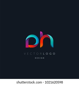 Letters DH, D&H logo, multi colour letters icon vector template.

