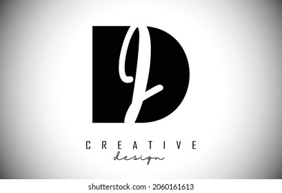 Letters DI Logo with a minimalist design. Letters D and i with geometric and handwritten typography. Creative Vector Illustration.