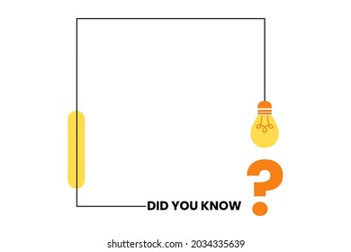 Letters did you know, question marks, and light bulbs hanging on the frame with. Black, yellow and orange colors. Trivia concept with simple flat modern design. Modern graphic linear web banner design