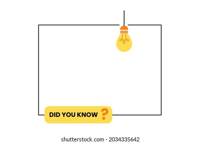 Letters did you know, question marks, and light bulbs hanging on the frame with. Black, yellow and orange colors. Trivia concept with simple flat modern design. Modern graphic linear web banner design