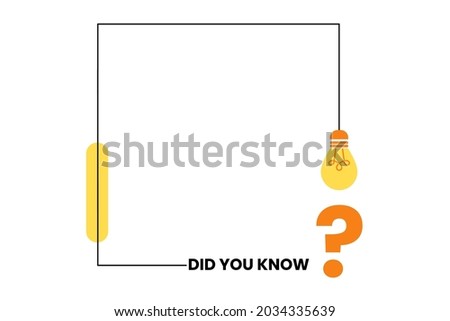 Letters did you know, question marks, and light bulbs hanging on the frame with. Black, yellow and orange colors. Trivia concept with simple flat modern design. Modern graphic linear web banner design