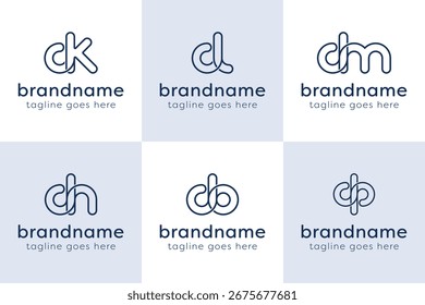 Letras DK DL DM DN DO DP Monogram Line Logo, para KD LD MD ND OD PD iniciales