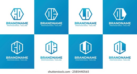 Letters DK KD DL LD Hexagon Logo Set, suitable for business with DK KD DL LD initials