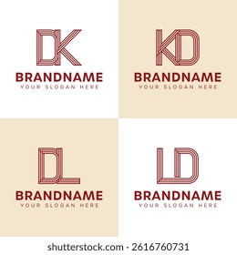 Letters DK KD DL LD Monogram Logo Set, for business with DK KD DL LD initials