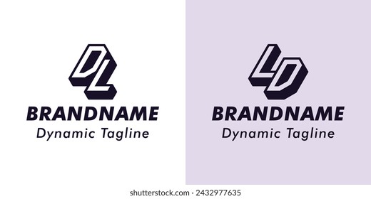 Letras DL y LD logotipo de monograma 3D, adecuado para empresas con iniciales DL o LD