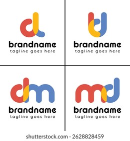 Cartas dl ld dm md logotipo lúdico, representam uma diversão, energética e alegria