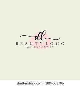 Letters DL Watercolor Lips. Pre-made Logo Design, Logo for Makeup Artist Business Branding, Blush Beauty Boutique Logo Design, Calligraphy Logo