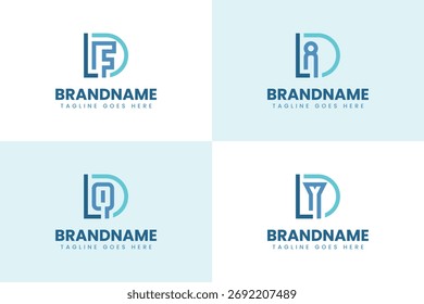 Letters DLF DLI DLQ DLY Monogram Logo Set, for brand with LFD LID LQD LYD initials