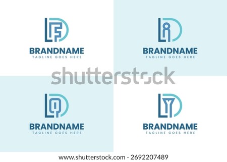 Letters DLF DLI DLQ DLY Monogram Logo Set, for brand with LFD LID LQD LYD initials