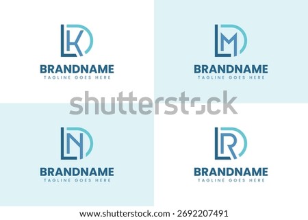 Letters DLK DLM DLN DLR Monogram Logo Set, for brand with LKD LMD LND LRD initials