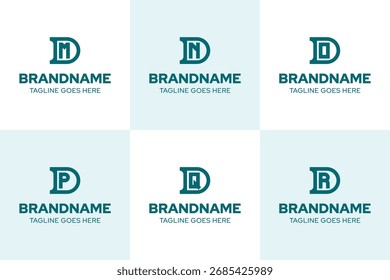 Letters DM DN DO DP DQ DR Monogram Logo Set, for MD ND OD PD QD RD initials