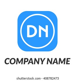 letters DN rounded square shape icon logo blue