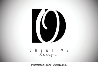 Letters DO Logo with a minimalist design. Letters D and o with geometric and handwritten typography. Creative Vector Illustration.