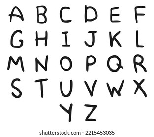 Letters in doodle style. Hand drawn alphabet letters vector clip art.
