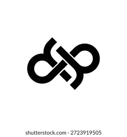 Letras Doble R Infinity Knot Monogram Diseño de Logo con fondo blanco.
