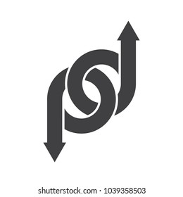 letters dp linked with arrow logo vector