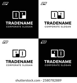 Letters DP PD DQ QD Square and Dynamic Logo Set
