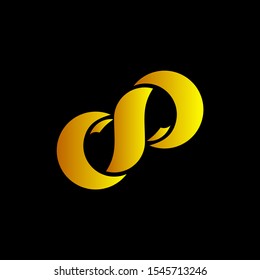 Letters DP or PD modern logotype. Logo design graphic template for company in yellow design.
