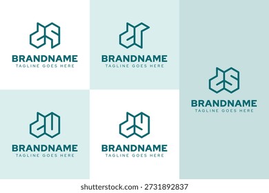 Letters DQ DR DS DU DY Geometric Logo Set, for QD RD SD UD YD initials