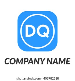 letters DQ rounded square shape icon logo blue