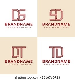 Letters DS SD DT TD Monogram Logo Set, for business with DQ QD DR RD initials