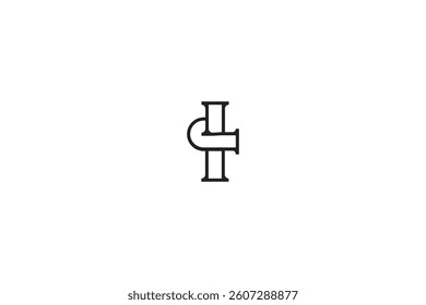 Letters DT or TD Linear Monogram Logo with White background. 