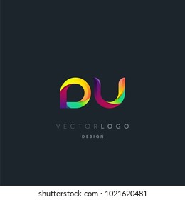 Letters DU, D&U logo, multi colour letters icon vector template.

