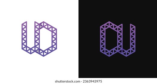 Juego de logotipos de polígonos DU y UD, adecuado para empresas relacionadas con polígonos con iniciales DU y UD.