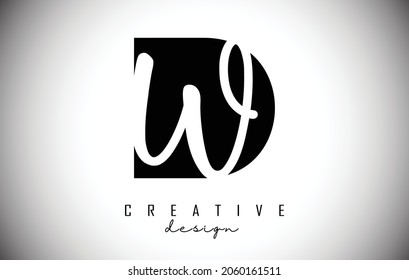 Letters DW logo with a minimalist design. Letters D and W with geometric and handwritten typography. Creative Vector Illustration.