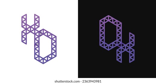 Letters DX and XD Polygon Logo Set, suitable for business related to polygon with DX and XD initials.