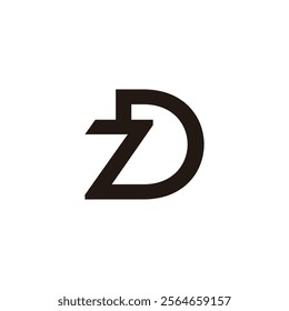 letters dz simple linked geometric line logo vector 