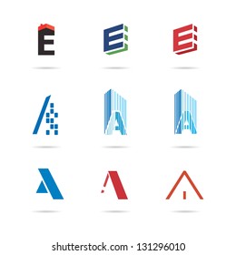 The letters e and a. set of icons