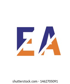 
letters e and a in blue and orange