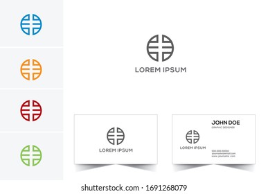 Letters E E, E&E logo icon with business card vector template.