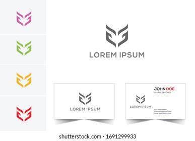 Letters E E, E&E logo icon with business card vector template.