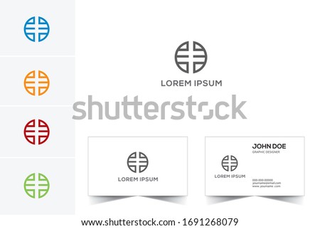 Letters E E, E&E logo icon with business card vector template.