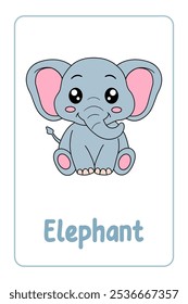 Letters E is for Elephant. Animal Flashcard printable learn letters Alphabet abc english for kids education and game activity. Kindergarten and preschool worksheets printable for kids.