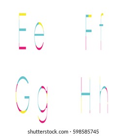 Letters E, F, G, H colored