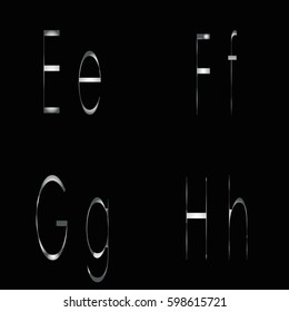 Letters E, F, G, H metal