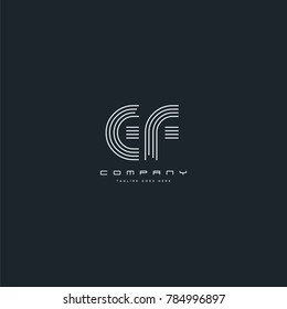 Letters E & F joint logo icon. Stroke letter vector element.
