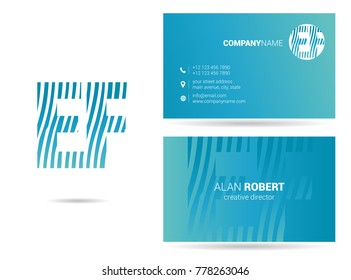 Letters E F Logo icon with Business Card Template Vector.
