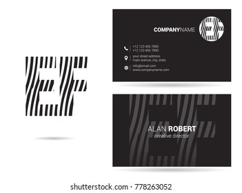 Letters E F Logo icon with Business Card Template Vector.