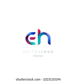 Letters E H, E & H logo, multi colour letters icon vector template.

