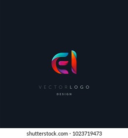 Letters E I, E & I logo, multi colour letters icon vector template.