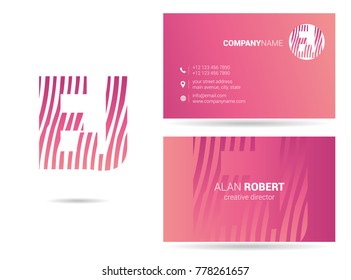 Letters E J Logo icon with Business Card Template Vector.
