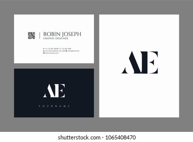 Letters A E, A & E joint logo icon with business card vector template.

