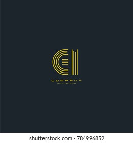 Letters E & I joint logo icon. Stroke letter vector element.
